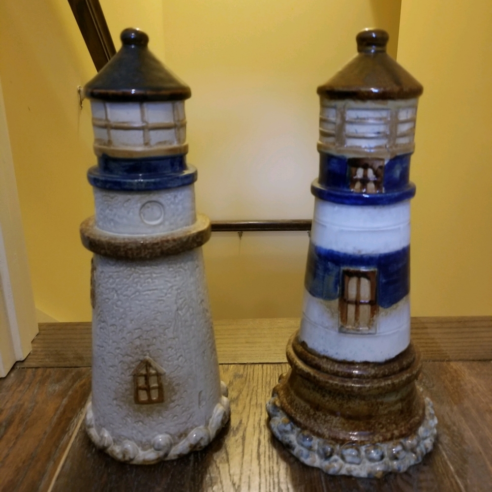 Two Large Ceramic Light Houses